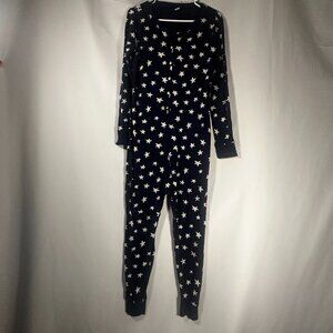 Old Navy Star Print Pajama One-Piece Romper Navy White Medium